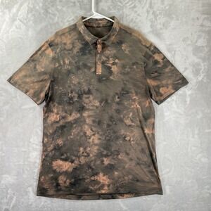 Lululemon Shirt men's XL Polo Snap Tie Dye Diamond Short Sleeve Performance Red